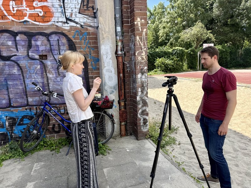 Videodreh am 11.07.2026, Nils (WWFR Vorstand) und Eileen (Videoexpertin)